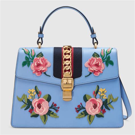 blue sylvie gucci bag|gucci sylvie top handle bag.